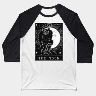 Tarot Card Crescent Moon And Cat Graphic Baseball T-Shirt